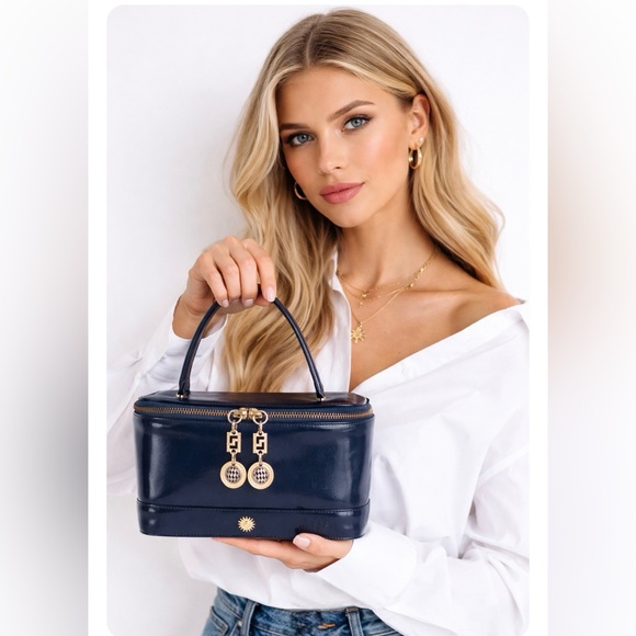 Versace Black Leather Toiletry bag w Charms NWOT - Picture 3 of 14